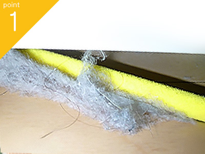 綿ぼこりをしっかりキャッチする「特殊パイル加工」